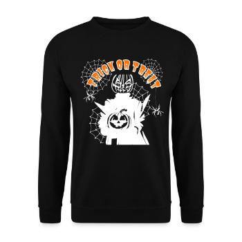 Halloween Pumpkin Ghost TRICK OR TREAT - Unisex Sweatshirt - black - Front - Alina (178cm) & Michal (187cm)