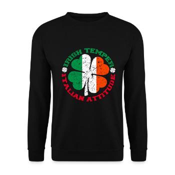 Irish Temper Italian Attitude Shirt Patrick's Day - Unisex Sweatshirt - black - Front - Alina (178cm) & Michal (187cm)