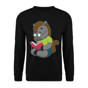 Lunettes de livre Horse Nerd - Sweat-shirt Unisexe - noir - Devant - Alina (178cm) & Michal (187cm)