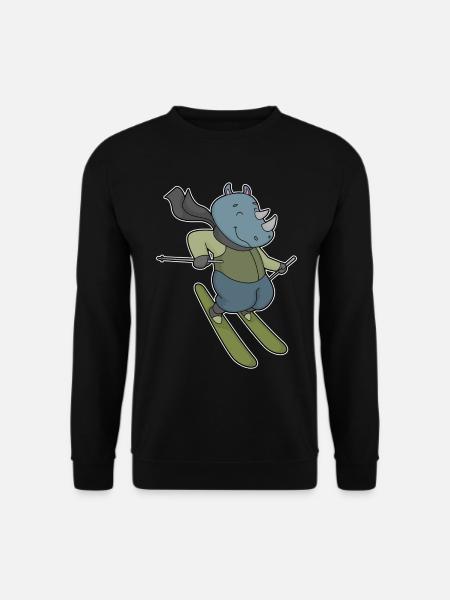 Nashorn Skifahrer Ski - Unisex Pullover - Schwarz