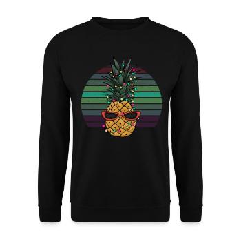 Retro Pineapple String of Lights Christmas Gift - Unisex Sweatshirt - black - Front - Alina (178cm) & Michal (187cm)