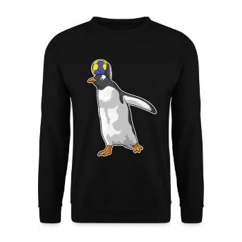 Pinguin Handballspieler Handball - Unisex Pullover - Schwarz - Vorne - Alina (178cm) & Michal (187cm)