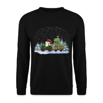 Tracteur de Noël Arbre Rex Dino Tracteur Pyjama - Sweat-shirt Unisexe - noir - Devant - Alina (178cm) & Michal (187cm)