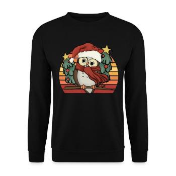 Cute Christmas Owl Christmas Owl Gift - Unisex Sweatshirt - black - Front - Alina (178cm) & Michal (187cm)
