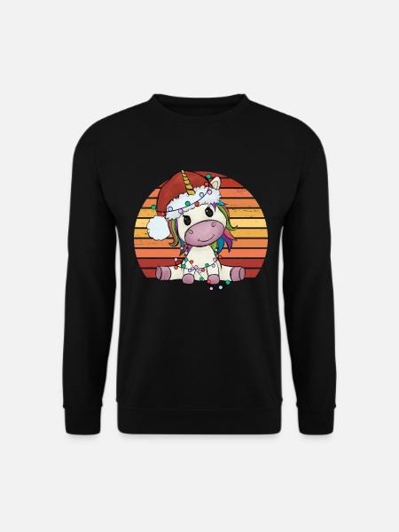 Weihnachtseinhorn Einhorn Einhornpyjama Geschenk - Unisex Pullover - Schwarz