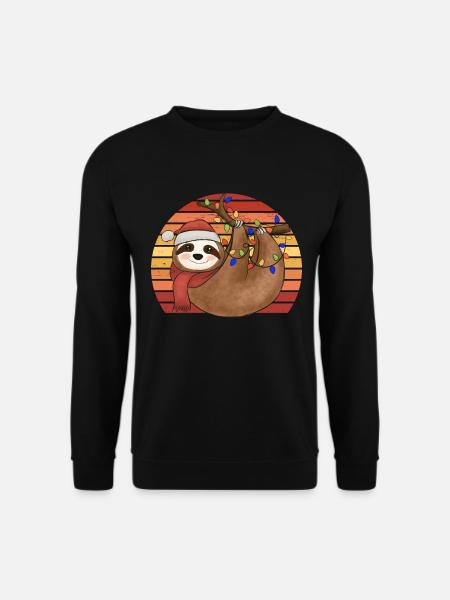 Sloth String Lights Noël Pyjamas Noël - Sweat-shirt Unisexe - noir