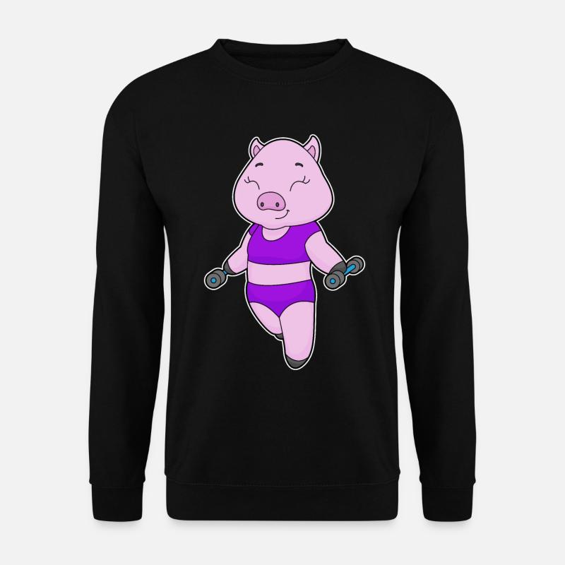 Bodybuilder cochon avec haltères - Sweat-shirt Unisexe - noir