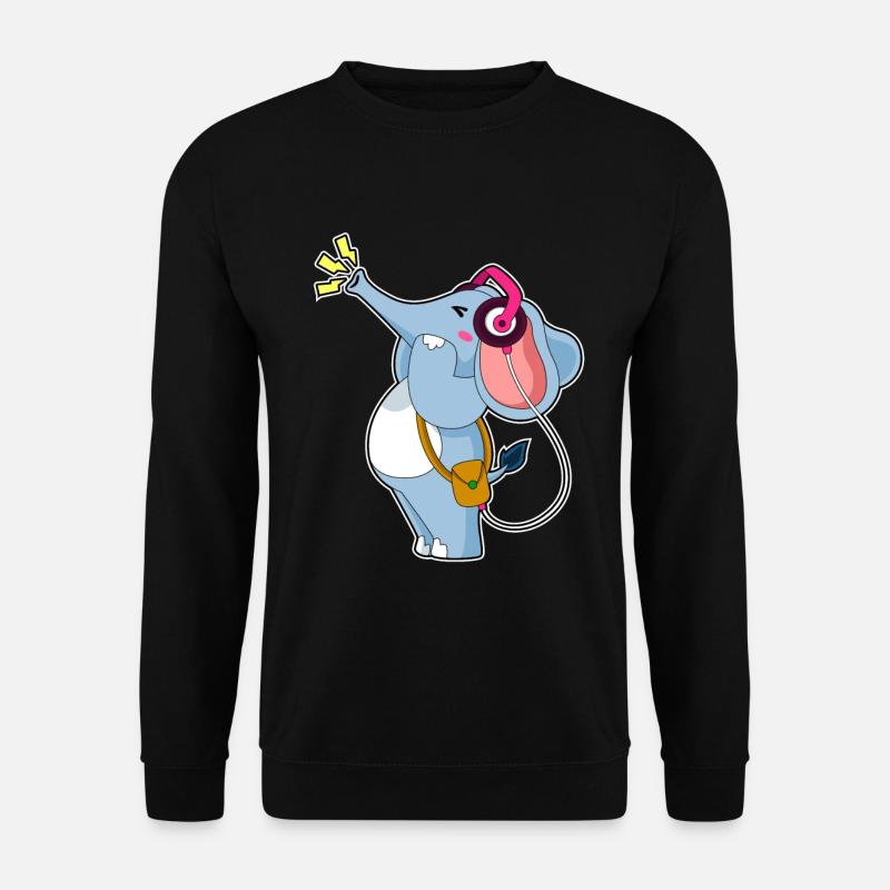 Elefant Kopfhörer Musik - Unisex Pullover - Schwarz
