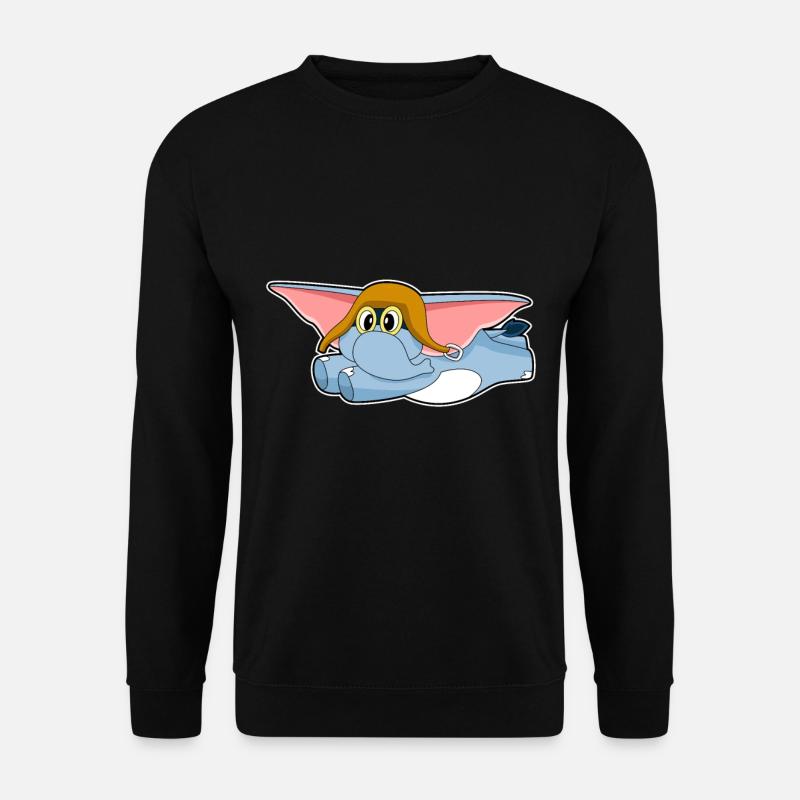 Elefant Pilot Pilotenmütze - Unisex Pullover - Schwarz