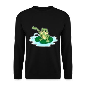 Frosch Toilette - Unisex Pullover - Schwarz - Vorne - Alina (178cm) & Michal (187cm)