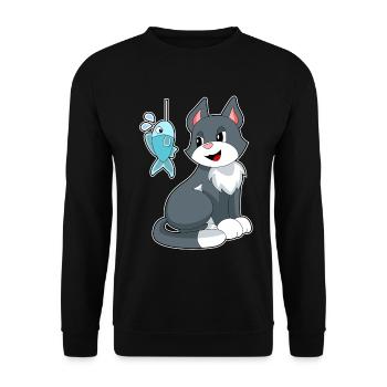 Cat Angler Fish Fishing - Unisex Sweatshirt - black - Front - Alina (178cm) & Michal (187cm)