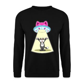 Vaisseau spatial Chat Espace - Sweat-shirt Unisexe - noir - Devant - Alina (178cm) & Michal (187cm)