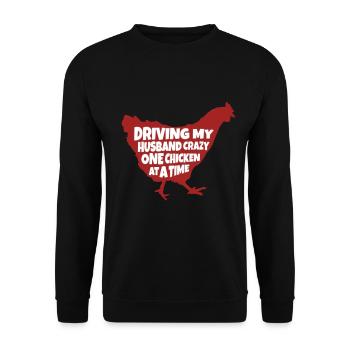 Conduire mon mari fou Un poulailler-cour - Sweat-shirt Unisexe - noir - Devant - Alina (178cm) & Michal (187cm)