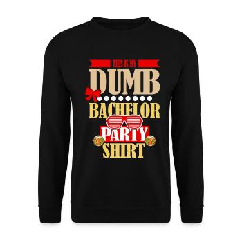 Lustiges "Dumb Bachelor Party" Spruch Motiv - Unisex Pullover - Schwarz - Vorne - Alina (178cm) & Michal (187cm)