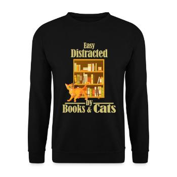 Easily distracted by books and cats - Unisex Sweatshirt - black - Front - Alina (178cm) & Michal (187cm)