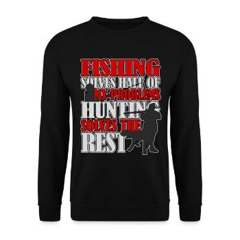 La pêche et la chasse résolvent tous les problèmes - Sweat-shirt Unisexe - noir - Devant - Alina (178cm) & Michal (187cm)
