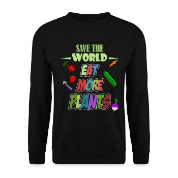 Sauvez le monde mangez plus de plantes! Végétalien - Sweat-shirt Unisexe - noir - Devant - Alina (178cm) & Michal (187cm)
