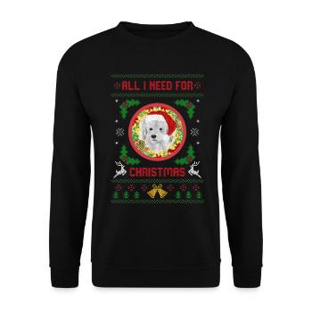All I Need For Christmas is My Dog Ugly Christmas - Unisex Sweatshirt - black - Front - Alina (178cm) & Michal (187cm)