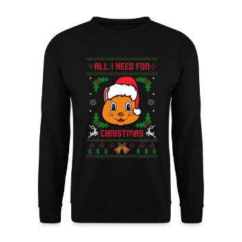 All I Need For Christmas is My Cat Ugly Christmas - Unisex Sweatshirt - black - Front - Alina (178cm) & Michal (187cm)