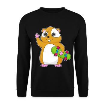 Hamster Skater Skateboard - Unisex Pullover - Schwarz - Vorne - Alina (178cm) & Michal (187cm)