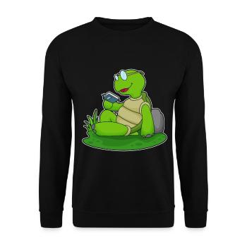 Turtle Nerd Book Glasses - Unisex Sweatshirt - black - Front - Alina (178cm) & Michal (187cm)