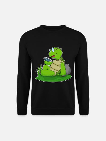 Turtle Nerd Book Glasses - Unisex Sweatshirt - black