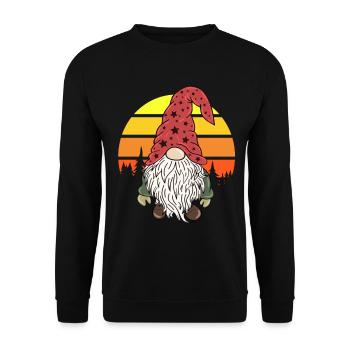 Weihnachtszwerg Gnome Vintage - Unisex Pullover - Schwarz - Vorne - Alina (178cm) & Michal (187cm)