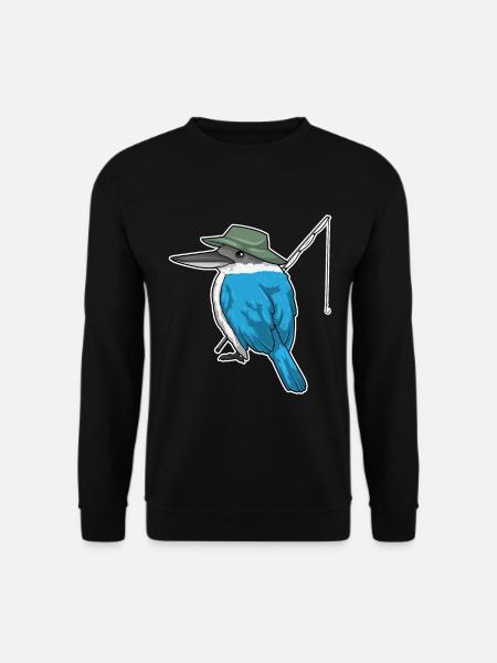 Eisvogel Angler Angelrute Angeln - Unisex Pullover - Schwarz