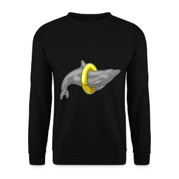Dolphin Swimming Lifebuoy - Unisex Sweatshirt - black - Front - Alina (178cm) & Michal (187cm)