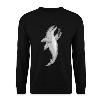 Dolphin Singer Microphone Singing - Unisex Sweatshirt - black - Front - Alina (178cm) & Michal (187cm)