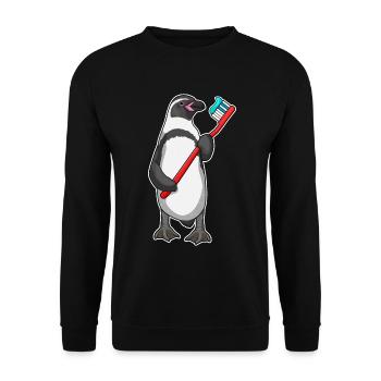 Penguin Toothbrush - Unisex Sweatshirt - black - Front - Alina (178cm) & Michal (187cm)