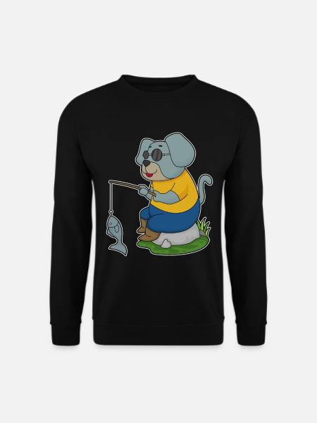 Dog Angler Fish Fishing - Unisex Sweatshirt - black