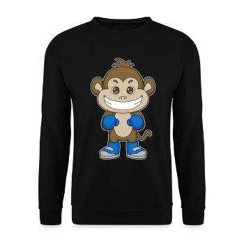Monkey Boxer Boxing Gloves Boxing - Unisex Sweatshirt - black - Front - Alina (178cm) & Michal (187cm)