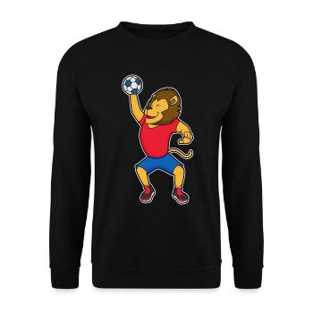 Löwe Handballspieler Handball - Unisex Pullover - Schwarz - Vorne - Alina (178cm) & Michal (187cm)