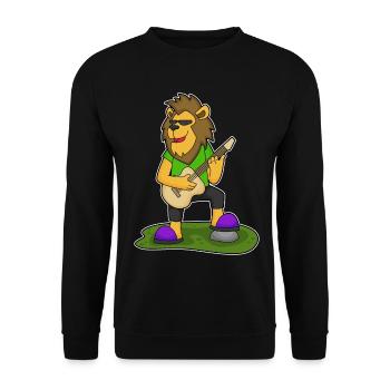 Löwe Musiker Gitarre Musik - Unisex Pullover - Schwarz - Vorne - Alina (178cm) & Michal (187cm)