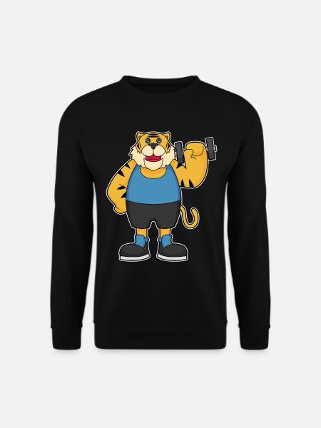 Tiger Bodybuilder Dumbbell Bodybuilding - Unisex Sweatshirt - black