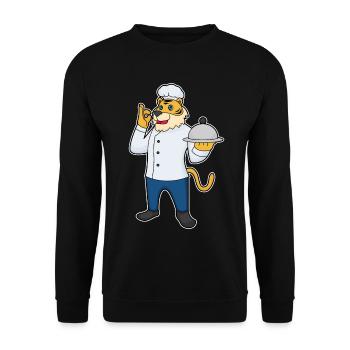 Cuisinier tigre servant la cuisine de cloches - Sweat-shirt Unisexe - noir - Devant - Alina (178cm) & Michal (187cm)