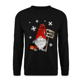 Christmas Gnome mit Schneeflocken X Mas Wichtel - Unisex Pullover - Schwarz - Vorne - Alina (178cm) & Michal (187cm)