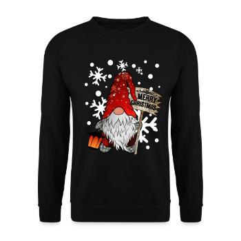 Weihnachts Zwerg Christmas Gnome mit Schneeflocken - Unisex Pullover - Schwarz - Vorne - Alina (178cm) & Michal (187cm)
