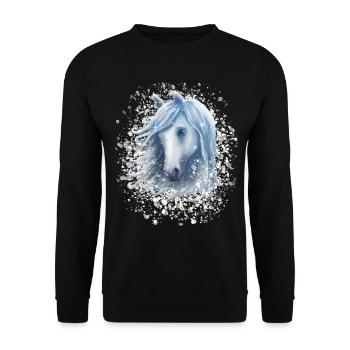 Tête de cheval dans la neige Star Winter - Sweat-shirt Unisexe - noir - Devant - Alina (178cm) & Michal (187cm)