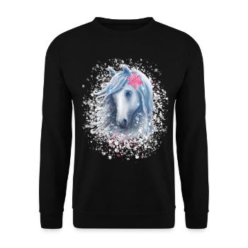 Cheval flocon de neige Noël - Sweat-shirt Unisexe - noir - Devant - Alina (178cm) & Michal (187cm)