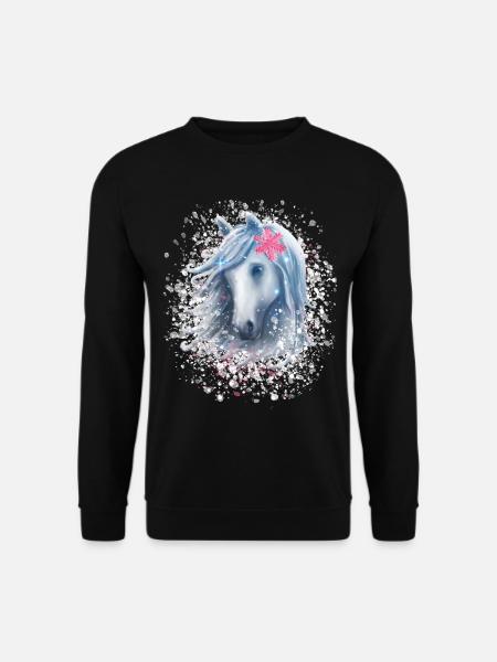 Pferd Schneeflocke Weihnachten - Unisex Pullover - Schwarz