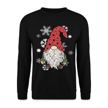 Gnom Weihnachts Wichtel Schneeflocken - Unisex Pullover - Schwarz - Vorne - Alina (178cm) & Michal (187cm)