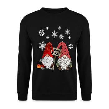 Gnome Christmas Elves with Snowflakes - Unisex Sweatshirt - black - Front - Alina (178cm) & Michal (187cm)