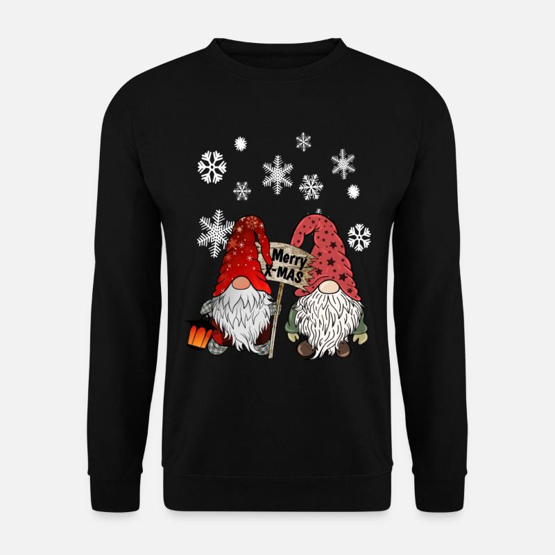 Gnom Weihnachts Wichtel mit Schneeflocken - Unisex Pullover - Schwarz