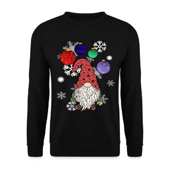 Gnome Weihnachts Wichtel mit Schneeflocken - Unisex Pullover - Schwarz - Vorne - Alina (178cm) & Michal (187cm)