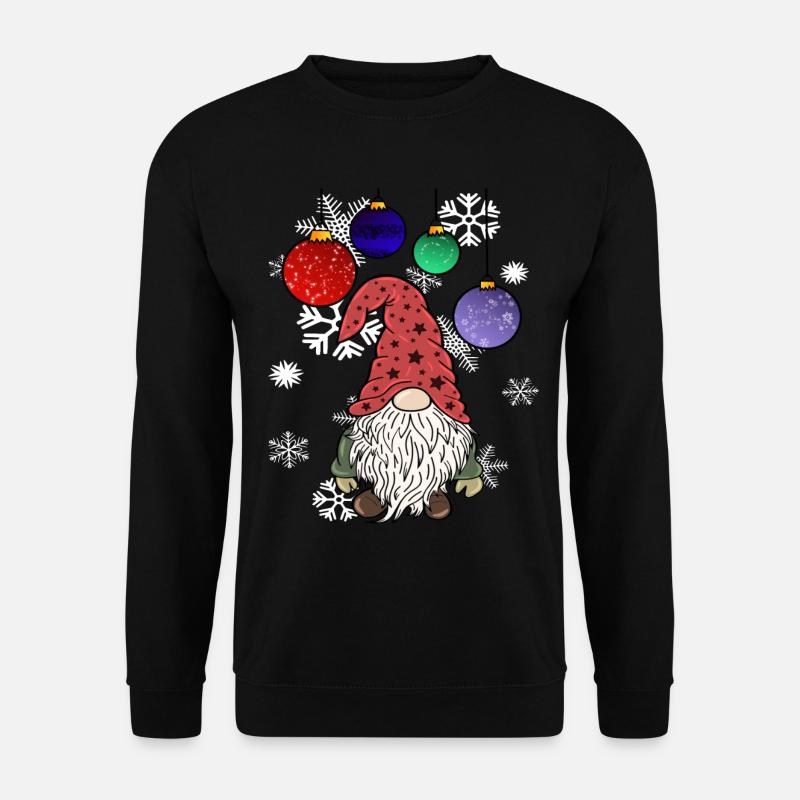 Gnome Weihnachts Wichtel mit Schneeflocken - Unisex Pullover - Schwarz