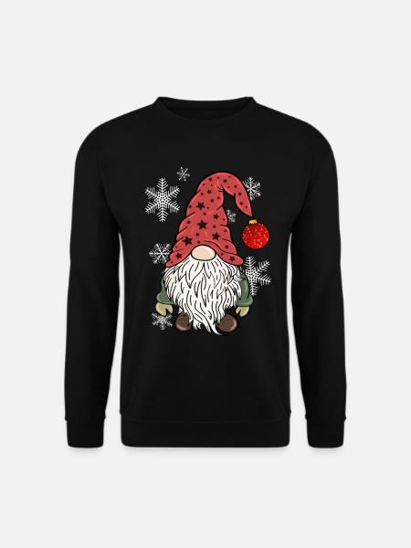Vintage Gnom Weihnachts Wichtel - Unisex Pullover - Schwarz