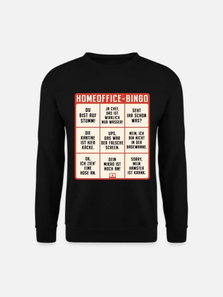 Homeoffice Bingo Büro Heimarbeit Home Office - Unisex Pullover - Schwarz