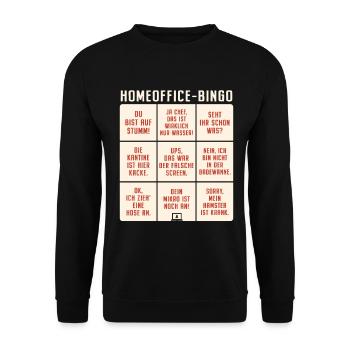 Homeoffice Bingo Büro Heimarbeit Home Office - Unisex Pullover - Schwarz - Vorne - Alina (178cm) & Michal (187cm)